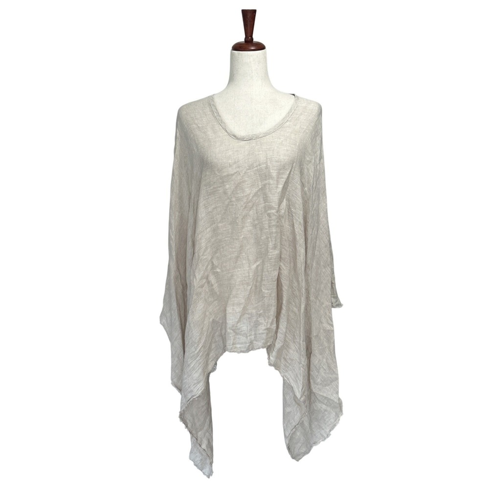Crown Linen Designs Shawl Asymmetric 100% Linen Oatmeal Beige Natural